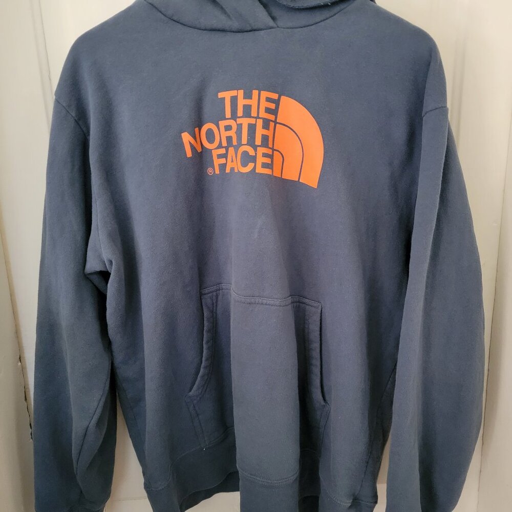 North Face Blue/Orange Men's XL Pullover Hoodie Great Condition 80% Cotton Blend